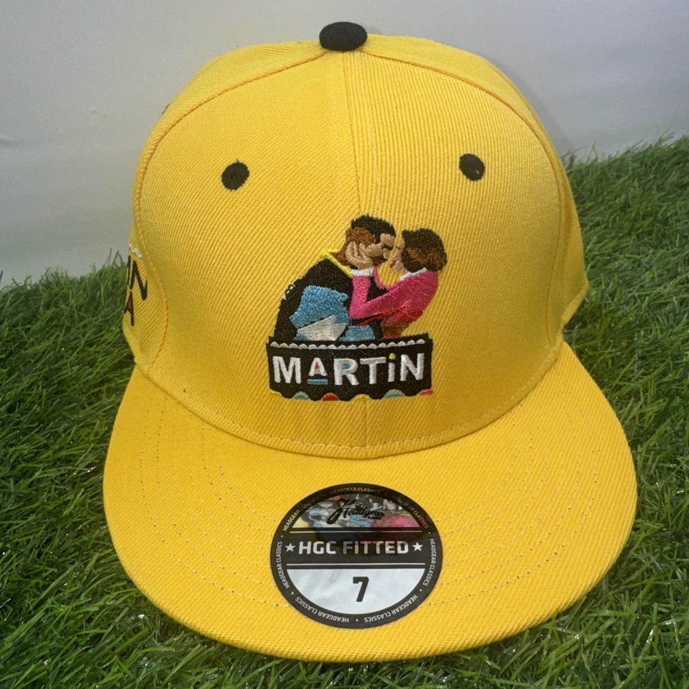 Martin 1992 HGC Fitted Hat Size 7 Yellow Snapback 90s TV Show Cap